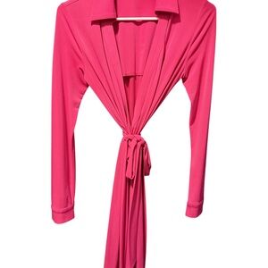 Calvin Klein Long Sleeve Wrap Around Dress Size 2, Hot Pink